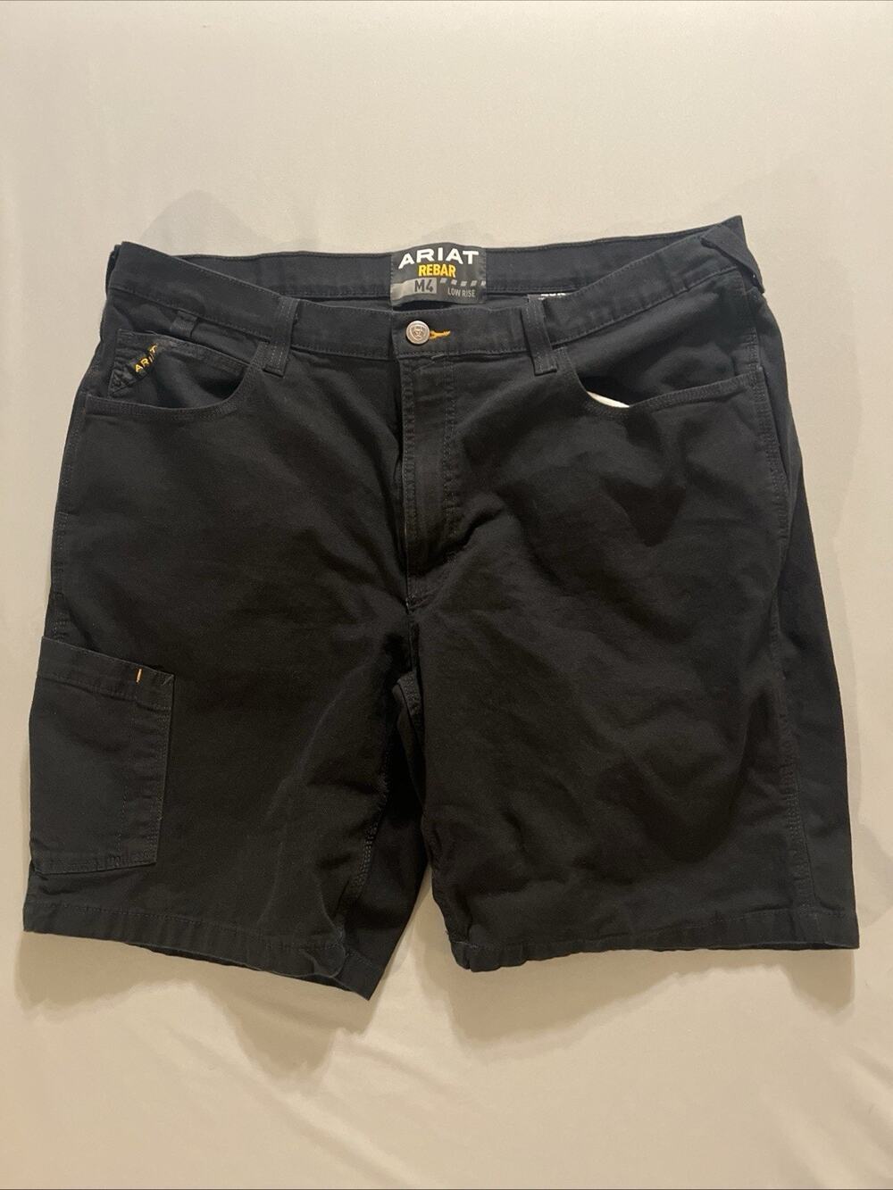 Ariat Rebar Shorts Mens 40 Black M4 Relaxed Workwear Rugged Mid rise Pockets